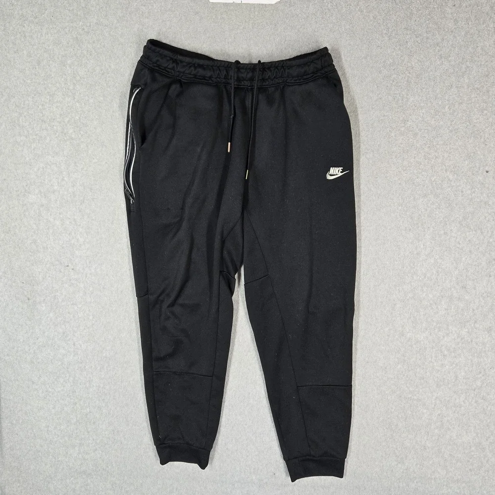 Nike Men Activewear Pants L Black Joggers Swoosh Logo 26